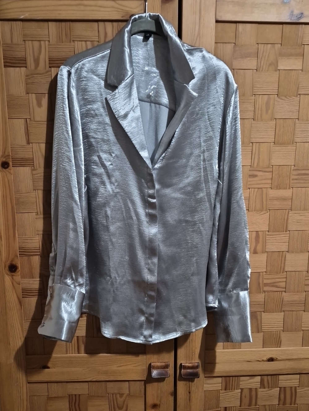 ellos Silver Satin Button-Down Shirt